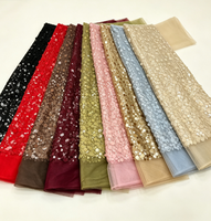 Tissu en tulle lourd et volumineux avec sequins et perles, broderie multicolore faite à la main, maille extensible en polyester/métallique pour mariage