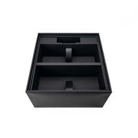 Boîte cadeau rigide à couvercle rabattable avec fenêtre transparente noire personnalisée pour ensemble de cosmétiques et de soins de la peau, emballage de luxe