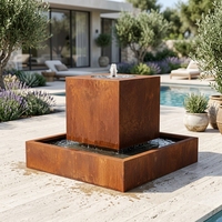 Fontaines d'eau de jardin sur mesure en acier corten, table d'eau ronde extérieure et fontaine avec dimensions personnalisables