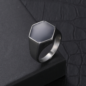 Großhandel Edelstahl Schwarz Emaille Siegelring Für Männer - Product Image 2