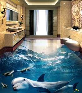 Pegatinas de Piso 3D Impermeables, Diseño de Mundo Marino, para Sala de Estar, <span class=keywords><strong>Baño</strong></span>, Pintura de Piso 3D, Adhesivo para Piso - Product Image 3