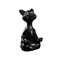 Zwarte Kat Boeddhabeeld Meditatie Yoga Collection Gelukkig Ontspanning Kat Decoratie Art Sculptuur Tuin Standbeeld Home Decoratie