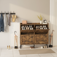 Meuble à chaussures mural ajustable et personnalisable, design étroit pour entrée compacte, style nordique rustique en bois
