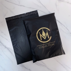 Wholesale Matte Black Zipper <b>Bags</b> Custom Shiny Gold Logo Luxury PE Zip Pouches Garment <b>Packaging</b> <b>Bags</b> - Product Image 6