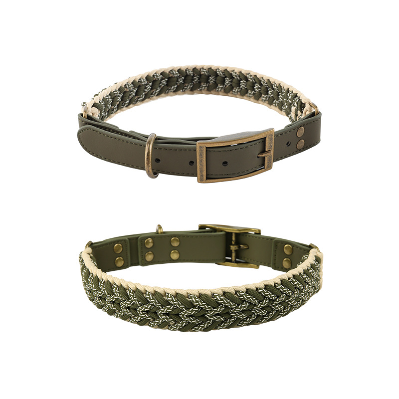 Collar fijo de cuello blanco de arroz verde oliva