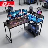 Table d'ordinateur noire Project Supply avec étagères dégradées et support pour tour d'ordinateur