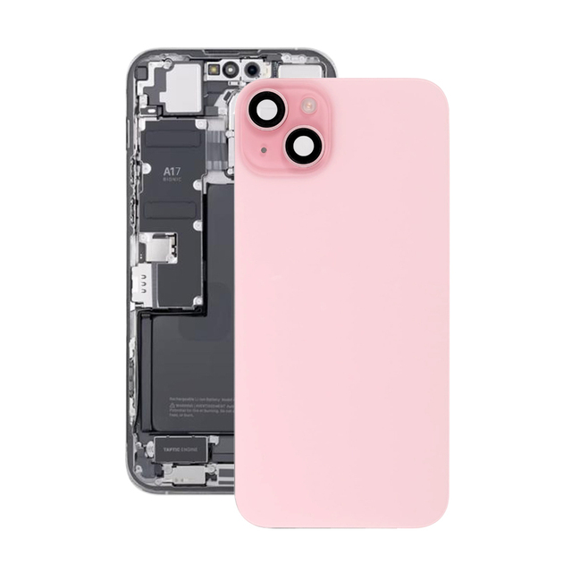 Mobile Phone Replacement for iPhone 15 Battery Door Back Cover Glass with Back Panel Frame Assembly