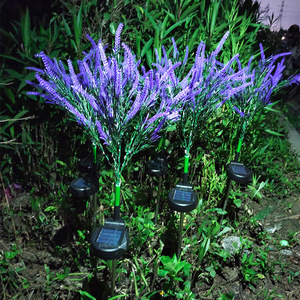 Solar Lavender Flower Lights Outdoor Garden Decor LED Solar Powered Water Resistant Landscape <b>Ground</b> <b>Stake</b> Lights - Product Image 4