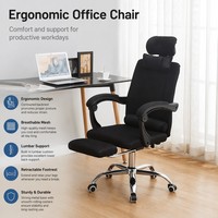 Chaise de bureau ergonomique à dossier haut, pivotante, avec support lombaire, en maille, pour le bureau à domicile