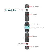 Connecteur d'alimentation solaire E-Weichat IP68 étanche 2P/3P 16A 450V, conception à verrouillage rapide, alliage de cuivre PA66, pour LED