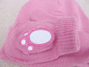 Sevimli işlemeli köpek ve pençeleri bebek eldivenler örme şapka eldiven sonbahar kış akrilik bebekler örgü şapka eldiven kiti - Product Image 5