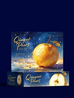 Op maat gemaakte bedrukte stevige geschenkverpakking voor Qiuyue peer premium fruitverpakking blauw gouden kunst deksel basisdoos groothandel
