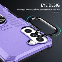 Coque de téléphone antichoc en TPU+PC avec design armure magnétique et décoration moulée pour S22/S23/S21FE, protection d'objectif caméra en forme d'œil, couleur violette