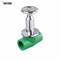 Robinet manuel RHTUBE vert en PPR à ouverture rapide avec poignée à molette chromée pour raccordement par fusion, eau chaude/froide, plomberie de salle de bain 20-32mm