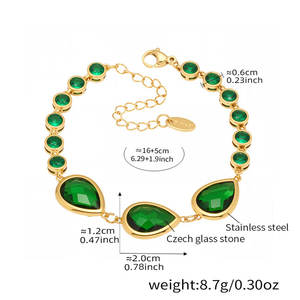 Luxury 316L Stainless Steel 14k 18k Gold Plated Women's Fashion <b>Bracelet</b> & Bangles Colorful <b>Gemstone</b> <b>Bracelet</b> for Women - Product Image 6