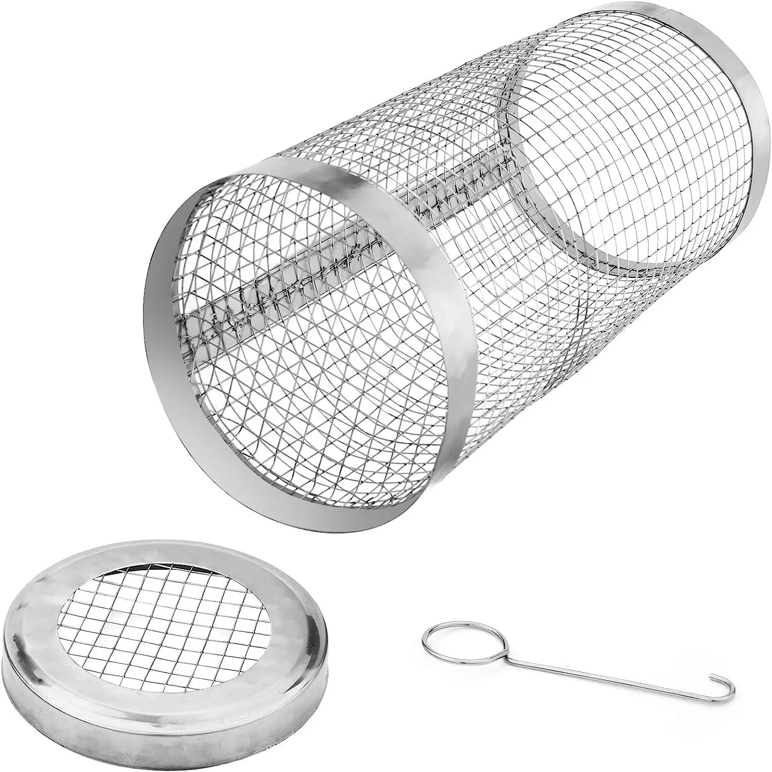 Stainless steel Barbecue cage grill round Barbecue basket outdoors BBQ multi-purpose Easy to flip High temperature resistance