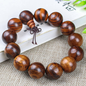สร้อยข้อมือไม้พะยูงอินโดนีเซีย ลายหนังเสือ ขนาด 8/20 มม. แบบเส้นเดี่ยว 108 เม็ด ลูกประคำสำหรับสวดมนต์ พระพุทธศาสนา เหมาะสำหรับทั้งชายและหญิง ของสะสมทำจากไม้ - Product Image 1
