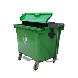 Large capacity recycle waste bins 1100 liter plastic industrial garbage containers mobile trash bins with lid