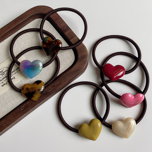 Bonbons couleur acétate rose <span class=keywords><strong>rouge</strong></span> en forme de coeur <span class=keywords><strong>cheveux</strong></span> cravates haute élastique en caoutchouc bande de <span class=keywords><strong>cheveux</strong></span> pour femmes filles - Product Image 4