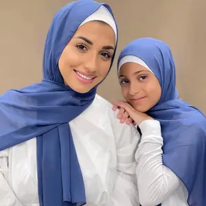 도매 부드러운 부드러운 스카프 경량 무거운 쉬폰 Hijab 베일 이슬람 여성 프리미엄 쉬폰 Hijab 목도리