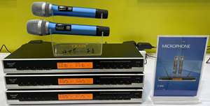 Trais ไมโครโฟนไร้สายสองช่องสีฟ้าไมโครโฟน KTV คลับไมโครโฟน<span class=keywords><strong>คาราโอเกะ</strong></span> - Product Image 6