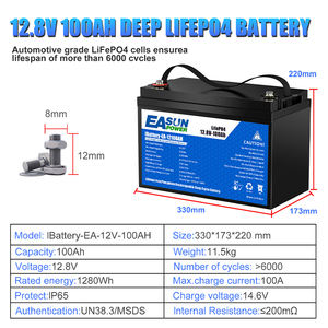 Easun 12.8V 100Ah LFP 电池组 12V 12.8V 100Ah Lifepo4 电池组带 BMS - Product Image 5