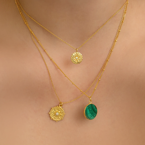 अमेज़न Dropshipping 925 स्टर्लिंग चांदी 18k सोना मढ़वाया आभूषण के लिए पन्ना लटकन हार सर्किल दौर हार ग्रीन महिलाओं - Product Image 3