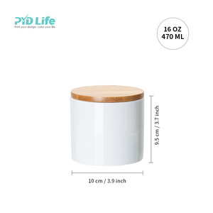 PYD Life 2023 Nuovo <span class=keywords><strong>Set</strong></span> Personalizzato di <span class=keywords><strong>Barattoli</strong></span> in Ceramica per Alimenti da 16oz 25oz 30oz con Coperchio in Legno di Bambù per Sublimazione - Product Image 2