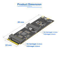 Adaptateur HLT M.2 vers NVMe SSD & WiFi/ Carte adaptateur prenant en charge les périphériques 2230 Key-E/M, compatible PCIe avec fente NVMe supplémentaire