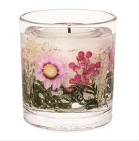 Nouvelle conception de bougie en gel parfumée à la cire de fleurs séchées dans un bocal en verre
