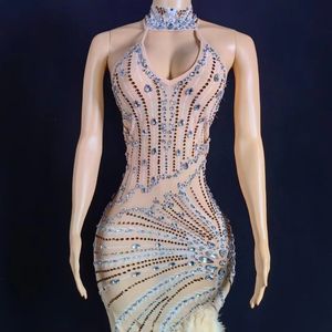 AD2049 Lange Partykleider Abendkleider Ballkleider Handgefertigte Kristall-Strass-Kleider Freizeitkleider mit Federn - Product Image 4