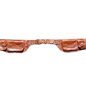 Leather Waterproof Utility Belt Bag-<b>Rock</b> Style Traveler Fanny Pack Hook Loop Closure Barrel-shaped Design for Phone Festival Use - Product Image 1