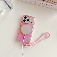 Coque Translucide Dégradée de Haute Qualité pour iPhone Air 14 15 16 17 Pro Max 17E avec Chargement Sans Fil et Dragonne Magnétique
