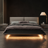 Villa Modernes Neues Design Bett mit Breitem Kopfteil Schlafzimmermöbel Luxuriöses Gepolstertes Lederbett in Kingsize
