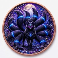 Pièce de monnaie en cuivre pur 999 de 1 oz, série Renard à neuf queues, en relief 3D, couleur UV, édition collector colorée