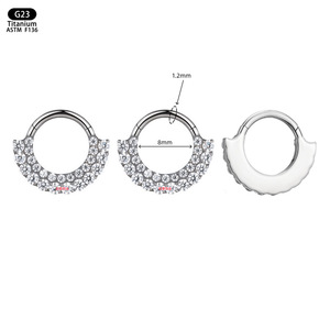 G23 <b>Titanium</b> Nose <b>Ring</b> 8mm With Zircon Channel Setting Everyday Wear Jewelry - Product Image 1