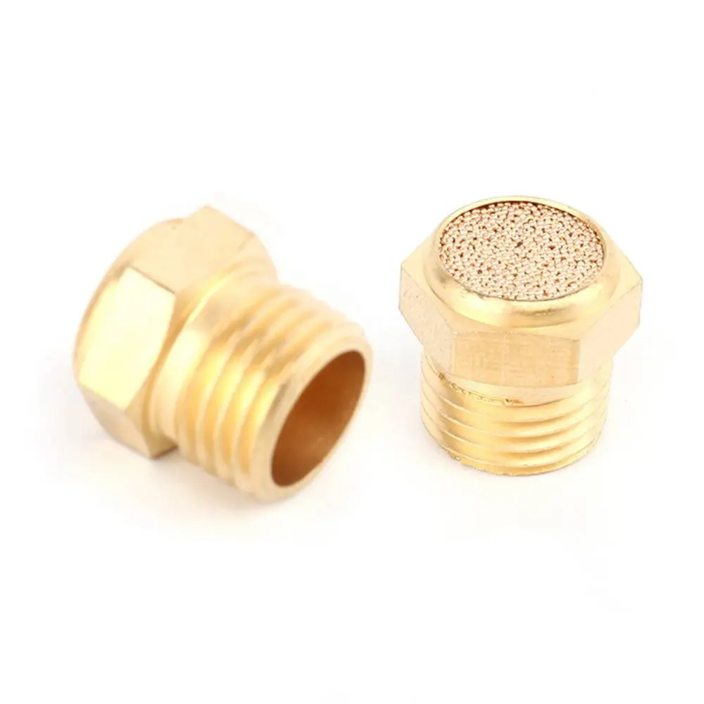 SNS PSV Series PT/NPT male thread flat head sintered brass air exhaust silencer pneumatic muffler filter for noise reducing