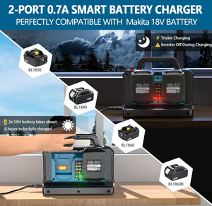 Nuevo Inversor de Corriente de Onda Sinusoidal Pura de 500W para Batería de 18V, 2 Puertos DC 18V a AC 230V, Cargador para Auto - Product Image 2