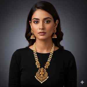 Traditional Temple <b>Jewellery</b> Pendant Set for Women <b>Indian</b> Necklace with Elegant Intricate Design Perfect for Weddings and Party - Product Image 5