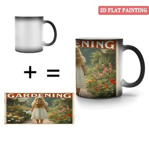 Mug en céramique noir givré de 11 oz, tasse sensible à la chaleur pour sublimation, design jardinage - Product Image 4