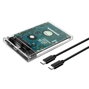 2.5インチ透明HDDSSDケースSATAIIIからUSB3.1ハードドライブディスクエンクロージャーサポート6テラバイトモバイル外付けHDD (ラップトップPC用)