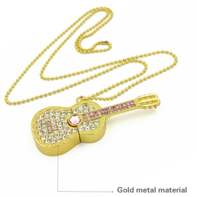 Usb Flash Drive U Disk Pen Drive 32GB 16GB 8GB 4GB Diamond Crystal Necklace Guitar Memory Stick Flash Card