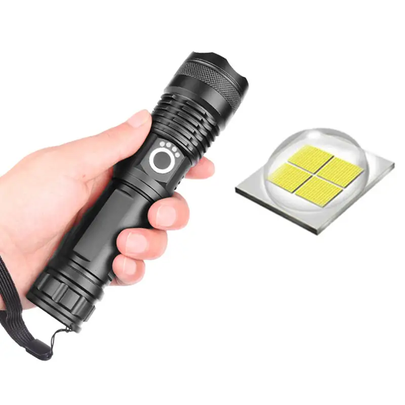 Super Bright 3000 Lumens XHP50 USB Rechargeable Torch LED Powerful Flashlight with Battery Indicator
