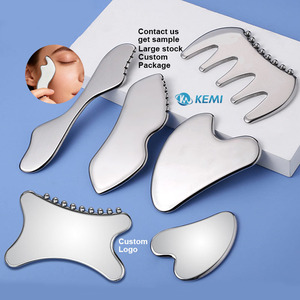 Großhandel Edelstahl Gua Sha Werkzeug Schönheitspflege <span class=keywords><strong>Massage</strong></span>-Roller Körper Gesicht Hautstraffung Guasha-Brett Schaber-Massagegerät - Product Image 1