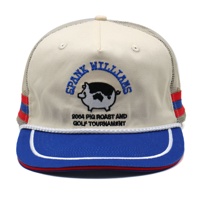 Kustom 5 panel logo bordir tali tidak terstruktur sisi snapback jala topi trucker topi grosir