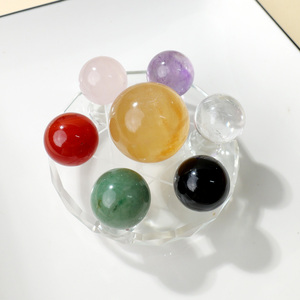 Boule <span class=keywords><strong>de</strong></span> <span class=keywords><strong>cristal</strong></span> artisanale <span class=keywords><strong>Sept</strong></span> Étoiles en gros avec base en verre transparent pour collection <span class=keywords><strong>de</strong></span> cristaux, ornement <span class=keywords><strong>de</strong></span> table, équilibrage énergétique - Product Image 4