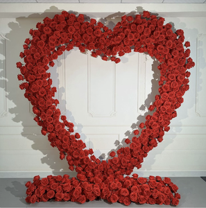 Fondo Floral Rojo en Forma de Corazón para Boda, Decoración para Pedida de Mano, Flores Artificiales para Celebración - Product Image 1