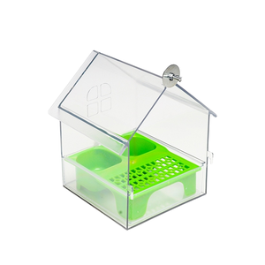 Transparent Rectangle Shaped Parrot Feeding Station <b>Large</b> Capacity Durable Plastic Hanging Feeding Trough Feeder - Product Image 4