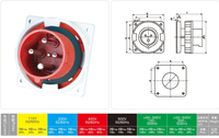 Boîte de distribution industrielle CEE 3P 4P 5P 16A à montage sur panneau, étanche IP67, pour utilisation en extérieur et avec 2 à 8 prises