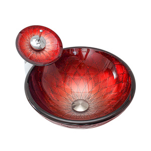 Más Popular redondo rojo moderno barato precio lavabo encimera Pedestal vanidad <span class=keywords><strong>de</strong></span> lavado <span class=keywords><strong>de</strong></span> lavabo y baño cuenca - Product Image 2